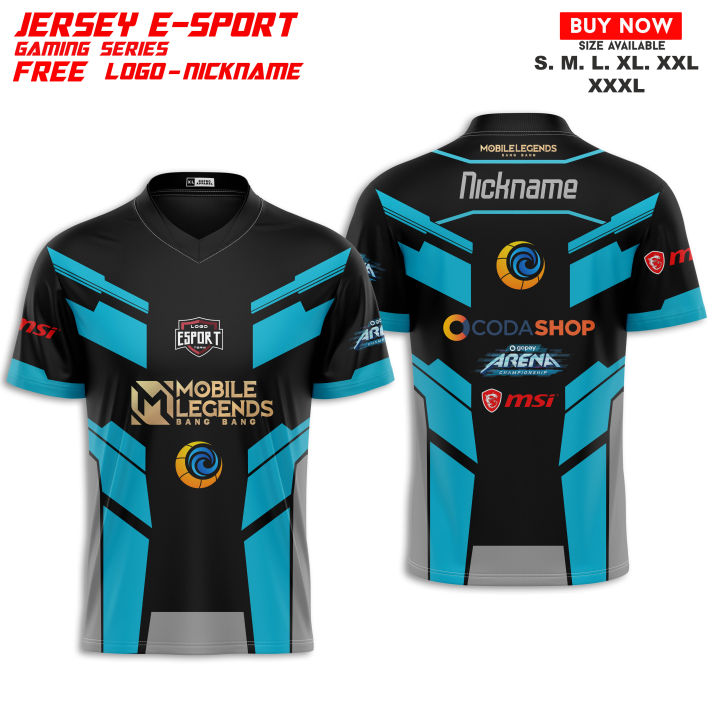 KAOS JERSEY GAMING ML MOBILE LEGEND CODA FREE NICKNAME DAN LOGO