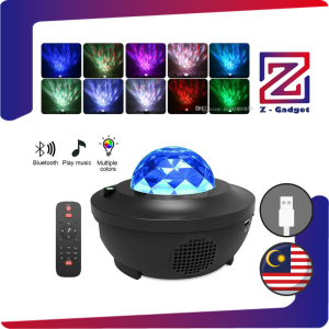 Z-Gadget Galaxy LED Projector Music Bluetooth Speaker Starry Water Wave Multi Color Light Star Night lamp Lampu Galaksi