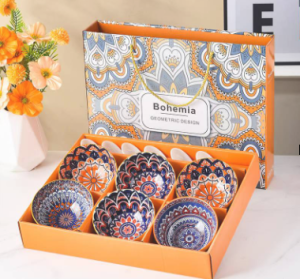 Hakishop Bohemian bowl Tableware 6bowl+6spoon set