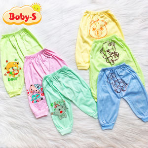 Quần dài cotton có in hình ở mông cho bé trai và bé gái 4-15kg chất vải đẹp mềm mịn bé mặc mát co giãn thoải mái Baby-S SQVN009