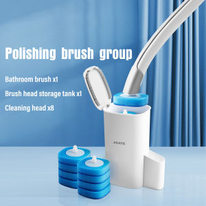Disposable Toilet Brush360°Rotatable Household Long Handle Cleaning Brush Replaceable Sponge Scentless Cleaner