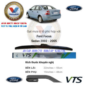 Gạt mưa Ford Focus từ 2005 đến 2021. Bộ gạt mưa 5 khúc đa năng cao cấp VTS-A7 và xương sắt A5 cao cấp chính hãng. 1 bộ gạt mưa tặng 5 viên sủi rửa kính ô tô.