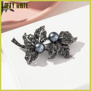 Lofty White เข็มกลัดติดโบว์พลอยเทียมสีดำรูปปืนสำหรับผู้หญิงหมุดปักดอกไม้หมุดสำหรับงานเลี้ยงสำนักงานเพื่อนของขวัญเครื่องประดับ