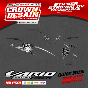 Striping UV Vario New 125 150 Transparan UV Motfi Medusa - Stiker Striping Vario New 125 150 Desain Medusa Custom - VNS-UV