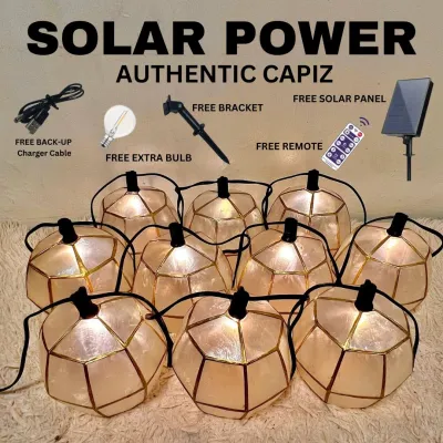 Capiz Solar Power Led Or Plug In Type 10 pcs per set Free Bulb and Accessories Water Resistant Outdoor Lighting Capiz ball Capiz shell Stringlights Strip lights Energy Saving Automatic on Automatic off