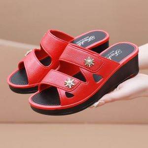 ZEEMIN New Womens Summer Open Toe Wedges Slippers Thick Sole Non Slip Hollow Breathable Home Casual Slippers Outdoor Slippers Sandals