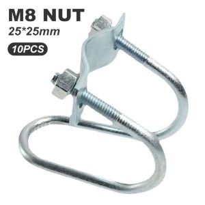 10Pcs Double U Shaped Clamp Special Shaped Pipe Buckle Screw Connector For Steel Pipe Fixing