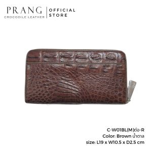 Prang Crocodile Leather Long Medium Zipped Wallet กระเป๋าสตางค์ ซิปเดี่ยว หนังจระเข้ C-W01BL(M)ต่อ-R