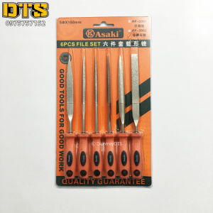 Bộ dũa kim cương mài kim loại 4x160mm Asaki AK-3902 bộ 6 giũa mài đa năng thép carbon T2 chống mài mòn dũa hợp kim cao cấp dũa dẹp tròn vuông bán nguyệt tam giác giũa kim loại dũa mini dũa kim loại dũa sắt