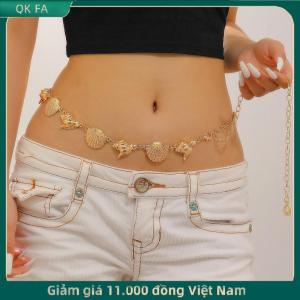 QK FA ✨ Cổ Điển Hình Bầu Dục Craved Kim Loại Chuỗi Thắt Lưng Cho Phụ Nữ Retro Phong Cách Tinh Tế Màu Vàng Mạ Vành Đai Chuỗi Thời Trang Đồ Trang Sức Cơ Thể Quà Tặng