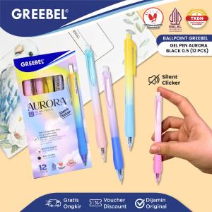 GREEBEL PULPEN GEL / Gel Pen Aurora GP-511 0.5 Hitam (12PCS/SET) / Ballpen Gel Ballpoint Bolpen Bolpoin Pena Gel