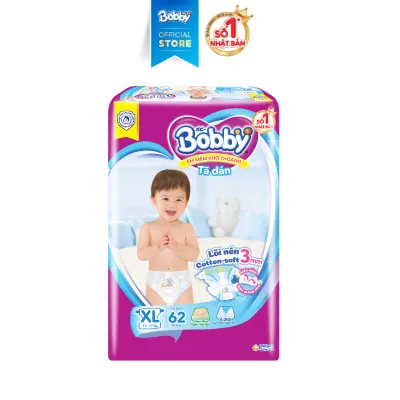 [21-24.09 QUÀ TO]Tã/Bỉm dán Bobby 3mm Ultra Jumbo Siêu khô thoáng XL62