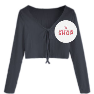 CARDIGAN CROP RAJUT TALI DEPAN WANITA LENGAN PANJANG / CROP TOP WANITA RIB KOREAN STYLE