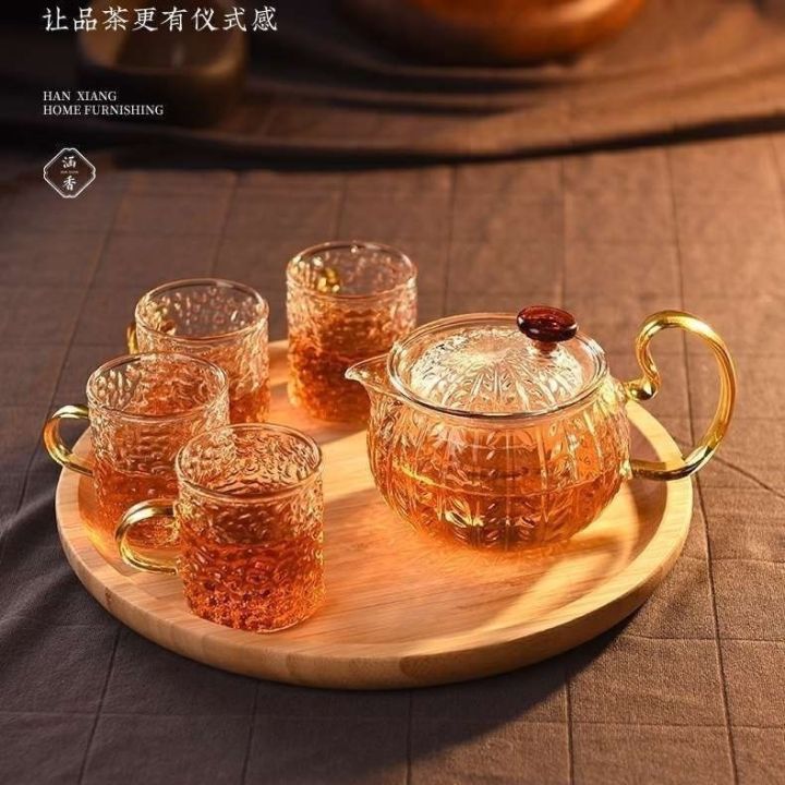 Borosilicate Glass Teapot Set Teabloom Stovetop Microwave Safe