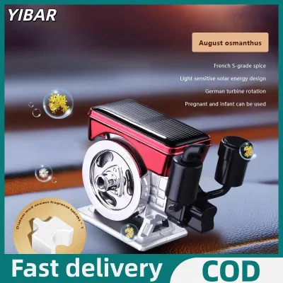 YIBAR เครื่องพ่นน้ำมันหอมระเหยพลังงานแสงอาทิตย์สำหรับรถยนต์เครื่องกระจายน้ำหอมรถยนต์แบบหมุนได้เครื่องยนต์รถแทรกเตอร์จำลองเครื่องกระจายน้ำหอมรถยนต์