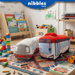 Nibbles by Nom Singapore Bus & Train Plush – Soft Huggable Collectible Series Transport Plush for Kids
