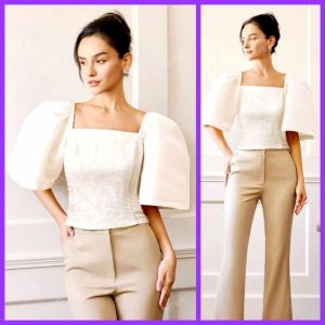 dora Casual Office Formal  Graduation Wedding Anniversary  Big Puff Sleeves Top Blouse   fits up to large classy and elegant timeless classic  timeless piece casual office or party classic piece super kapal ng tela hindi kayo magsisi our aim is to produc