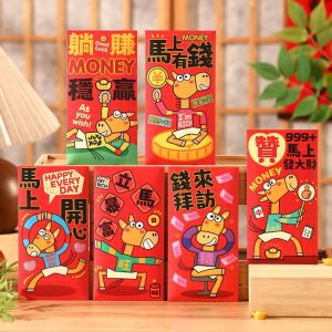 okdeals01 red packet 2026 新年红包 马年红包 Chinese Style 2026 Red Envelopes Thickened Cartoon Lucky Red Pocket Gift Bag Year Of Horse Red Packet Chinese New Year