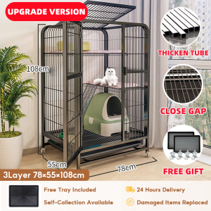 Aesthetic Heavy Duty Square Tube Cat Cage Multi-Level Anti-Escape High Stability Metal Crate