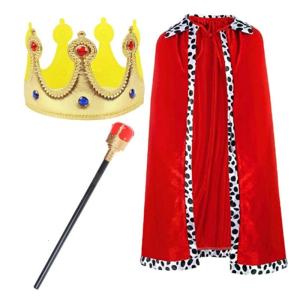 Trẻ Em Halloween Vua Áo Choàng Vương Miện Trang Phục Thiết Lập Trẻ Em Vua Áo Choàng Áo Choàng Cape & Vua Vương Miện Headband Cho Halloween Cosplay