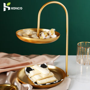 Konco 2-Layer Metal cake plate Fruit Dessert Storage Tray Jewelry Earrings Display Cosmetics Decoration Organizer Cake Stand