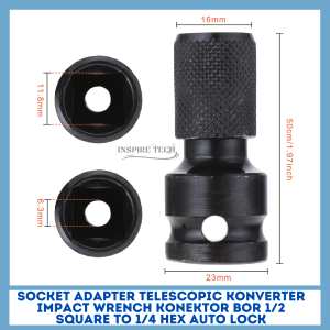 Konektor Mata Obeng Adapter Impact Wrench 1/2 Inch ke 1/4 Inch- 6631 HEX MAGNETIC TELESCOPIC