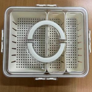 Kontainer Kulkas Tempat Kotak Penyimpanan Kulkas Makanan Dengan Saringan dan Tutup Transparan Penutup penyegelan Disegel Gesper Ganda Rak Dapur Sayuran Buah dan Daging Kotak Penyimpanan Beku