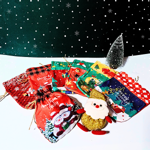 ถุงหูรูด กระเป๋าหูรูด ลายคริสต์มาส ห่อขนม ลูกอม ขนมขบเคี้ยว สินค้าขนาดเล็ก กระเป๋า ตกแต่งต้นคริสต์มาส ซานตาคลอส