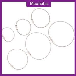 Mazhaha 20Pcs Wire Rope Key Chain Stainless Steel Wire Keychain Carabiner Cable Key Ring