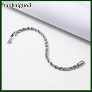 tuokaiguoji Stainless Steel Bracelet New 3MM Thick Cable Shape Metal Bangle Hip Hop Twist Chain Chic Men Cool Fashion Jewelry