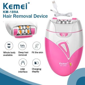 Kemei USB Rechargeable Epilator Women Electric Hair Remover Female Epilator Face Depilation KM-189A