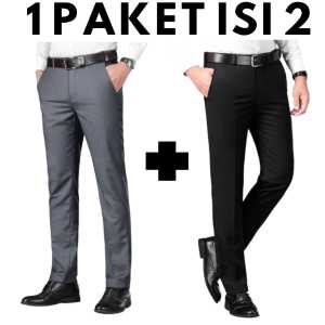 PROMO HEMAT 1 PAKET ISI 2 PCS Celana Kantor Formal Pria Slimfit Bahan Dasar Kain Woll