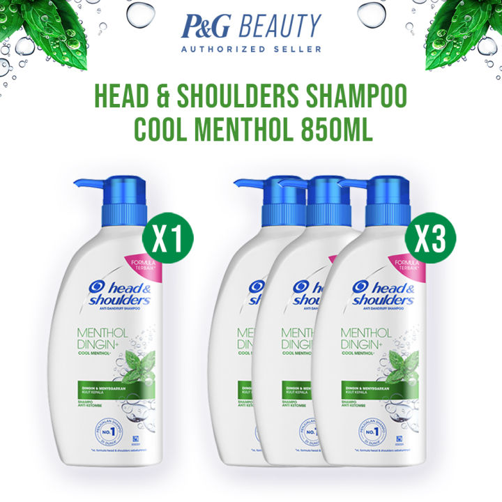 Head & Shoulders Shampoo Anti-Dandruff Cool Menthol 850ml [Single / Hemat x3]
