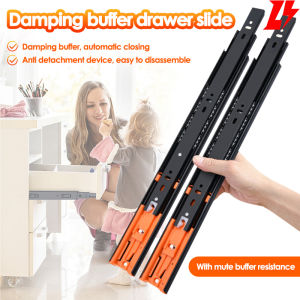 【In stock】Thickened cold-rolled steel damping buffer drawer slide silent hydraulic rebound guide rail pull-out three-section track