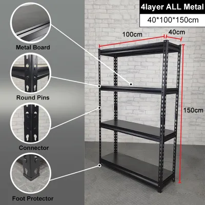 NINI 5/4Tier Adjustable Metal Boltless Rack/Warehouse Rak Besi Serbaguna Bertingkat /Rak Gudang Besi/Rack office/Rak Dapur Rak Buku/铁架/置物架