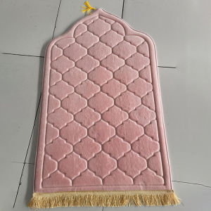 Konco พรมสักหลาดแบบนิ่มสำหรับมุสลิมรอมดอน65x11 5ซม. พรมรองสวดมนตร์คุกเข่าพรมปูพื้นสลักลายนูนไม่ลื่นแบบพกพาพรมปูพื้นอิสลาม