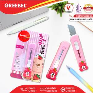 GREEBEL Mini Cutter MC-1008 (1Pcs) / Kater Lucu / Cuter karakter / Kater Untuk Anak Sekolah
