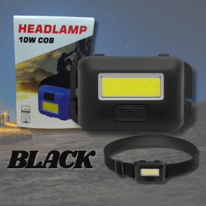 Lampu Kepala Kalis Air | Waterproof 10W COB LED Headlamp With Adjustable Strap for Hiking/Fishing.