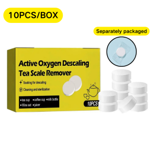 10Pcs/Box Bubbles Active Oxygen Descaling Effervescent Tablets Food Grade Tea Stain Remover Water Scale Cleaning Tablets