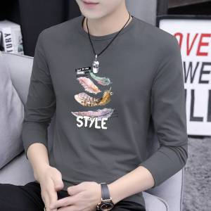 เสื้อแขนยาวผู้ชายเสื้อยืดผู้ชายเรียบง่ายสวมใส่สบายๆคอกลมTSH-077