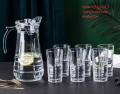 Fridge Water Jug Pitcher Glass Tumbler 6pcs Drinking Glass and 1pc Pitcher. 