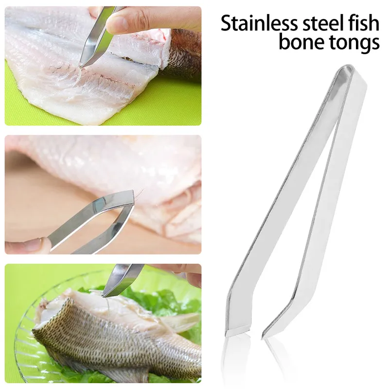 1pc Stainless Steel Fishbone Clip Fish Deboner Tool Stainless Steel  Tweezers Kitchen Pliers Pincer Kitchen Plier with Slant Tip Japanese Fish  Tweezers