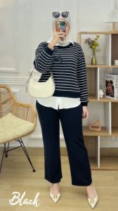 youras setelan wanita kaos knit rajut import salur pita terbaru terlaris termurah cod