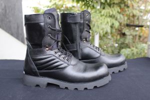 SEPATU ZIMZAM PDH POLISI HITAM KULIT DOFF SAFETY BOOTS