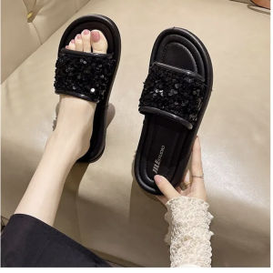 [Free Shipping] 2026 New Summer Collection: Thick-Soled Height-Increasing Women’S Shoes Soft Leather Wedge Sandals Versatile Sequin Flip-Flops