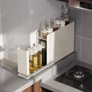 SG Kitchen Counter Top Slim Hidden Condiments Pull Out Rack Lazy Susan turntable rotate spice rack 2 Sizes By Thehomeshoppe