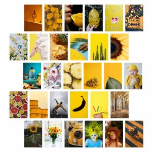 10/30pcs Flowers Tree Poster Cards Set Yellow Aesthetic Wall Collage Kit Art Painting Pictures Room Decor Dorm Interior Mural