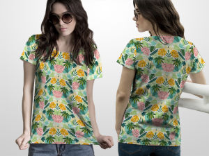 the moro - Kaos Baju Tshirt TROPICAL ART 02 Wanita Dewasa Lengan Pendek | Printing Sublime
