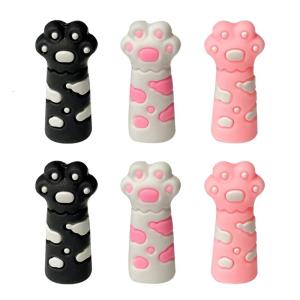 6ชิ้นซิลิโคนดินสอฝาครอบป้องกันแมวเล็บดินสอหมวกมือจับส่วนต่อขยายดินสอสำหรับนักเรียนศิลปิน