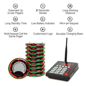 Restaurant Calling System Pager 10 Coasters Buzzer Vibrator Bell Receiver Call Buttons For Waiter Service/Restaurant/Hotel/Bar/Hospital/Nursing Home